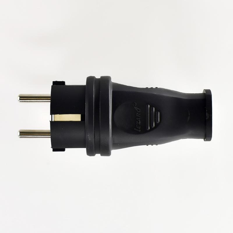 Вилка кабельная 1ф 1х16А 2P+E 220-240В IP44 каучук LEZARD 106-0400-0105/105