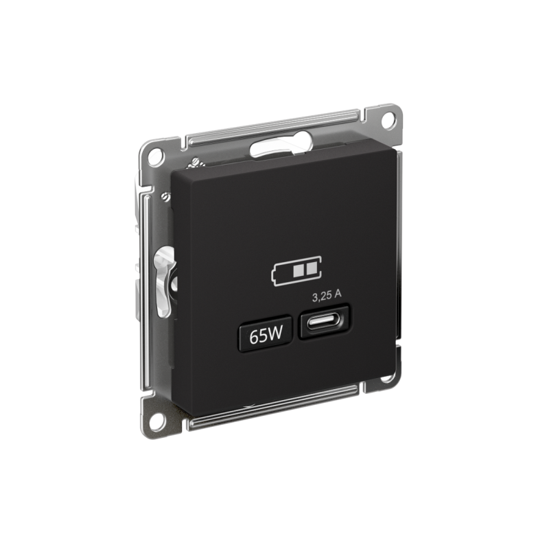 Розетка USB AtlasDesign тип C 65Вт QC PD высокоскор. ЗУ механизм карбон SE ATN001027