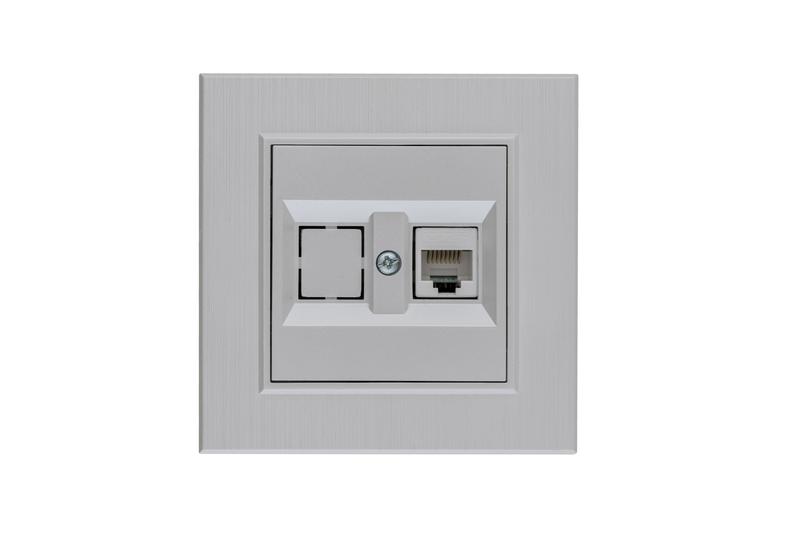 Розетка компьютерная CAT 5+гнездо Karea LINE STAR жемчуж. Makel 86100035
