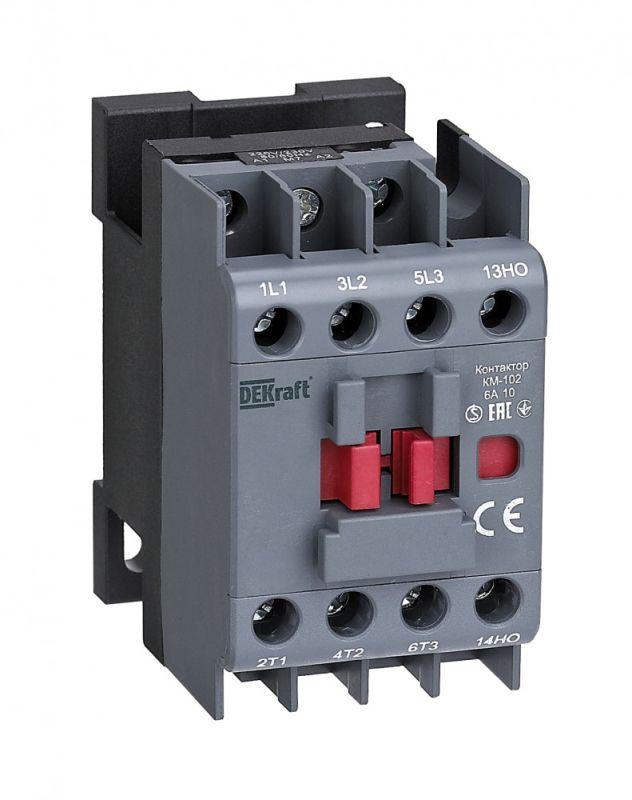 Контактор КМ-102 6А кат. 380В/400В AC 1НО AC-3 AC-4 DEKraft 22063DEK