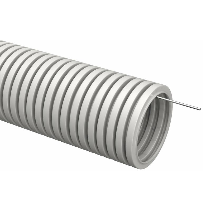 Труба гофрированная ПВХ d25мм с протяжкой сер. (уп.75м) TOKOV ELECTRIC TKE-TG/P-25-C06/75