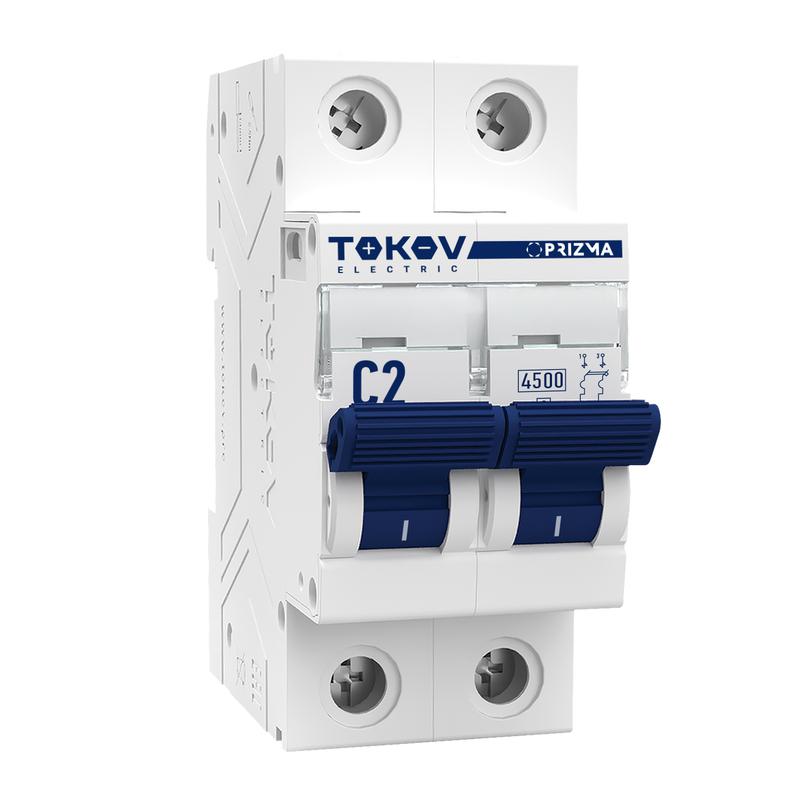Выключатель автоматический модульный 2п C 2А 4.5кА PRIZMA TOKOV ELECTRIC TKE-PZ45-MCBI-2-2-C