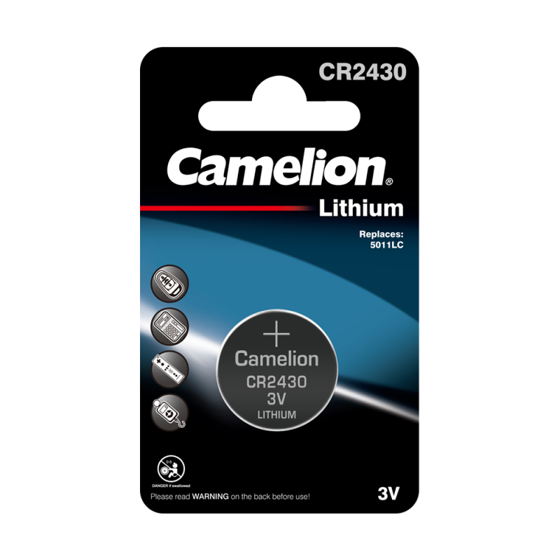 Элемент питания литиевый CR2430 BL-1 (блист.1шт) Camelion 3073