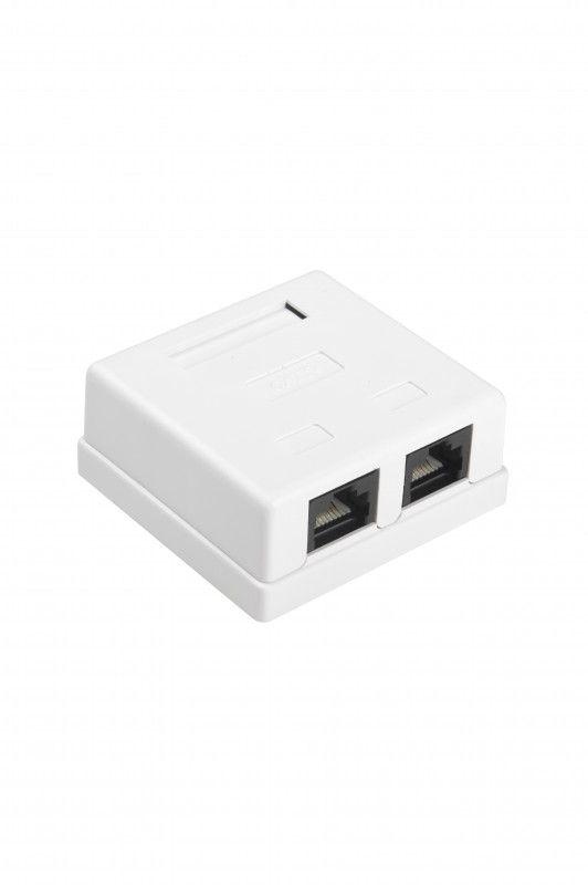 Розетка компьютерная 2-м ОП SB1-2-8P8C-C5e-WH RJ45 (8P8C) кат.5E Dual IDC Hyperline 430234