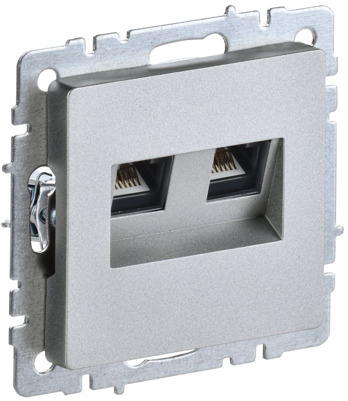 Розетка компьютерная двойн. СП RJ45 кат.5E BRITE РК10-2-БрА механизм алюм. IEK BR-K20-1-K47