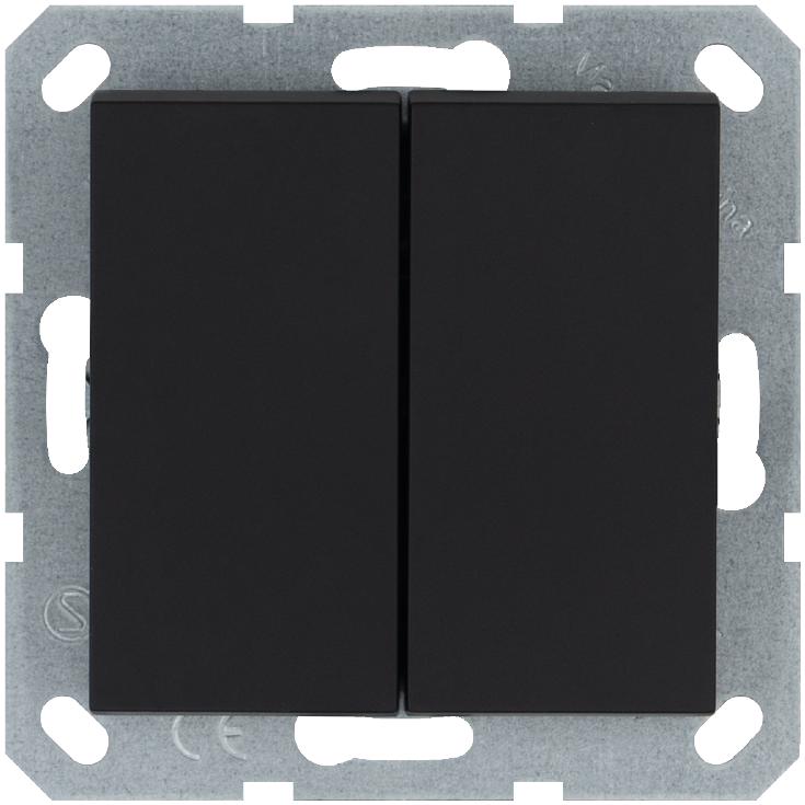 Кнопка 2-кл. 10А IP20 с переключающим контактом механизм черн. матов. soft touch Jasmart G3020PB