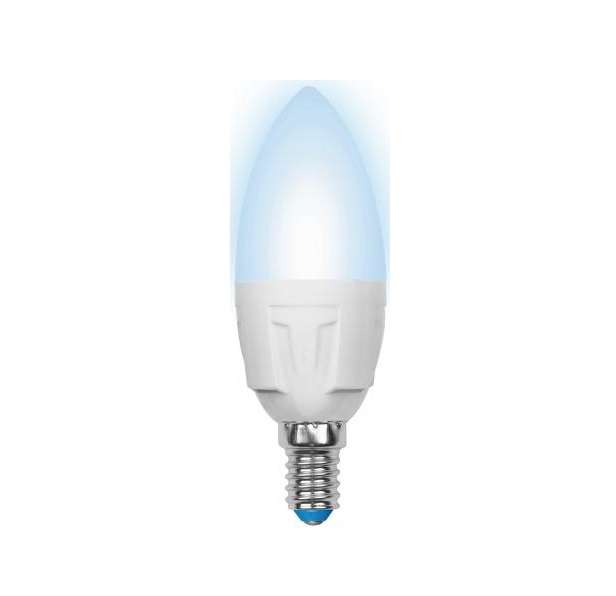 Лампа светодиодная LED-C37 7W/NW/E14 /FR PLP01WH Яркая 7Вт свеча матовая 4000К нейтр. бел. E14 (упак. картон) Uniel UL-00002411