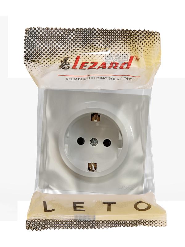 Розетка 1-м ОП LETO с заземл. ПБТ крем LEZARD 752-0300-122B