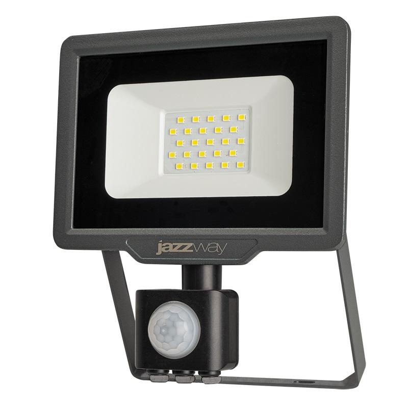 Прожектор светодиодный PFL-C3 SENSOR 20Вт 6500К IP65 ДО закален. прозр. стекло датчик движения инфракрасный Pro JazzWay 5026926A