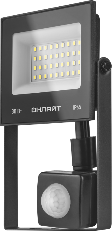Прожектор светодиодный 61 984 OFL-02-30-4K-BL-IP65-LED-SNRA 30Вт 4000К IP65 2400лм с датчиком движения черн. ОНЛАЙТ 61984