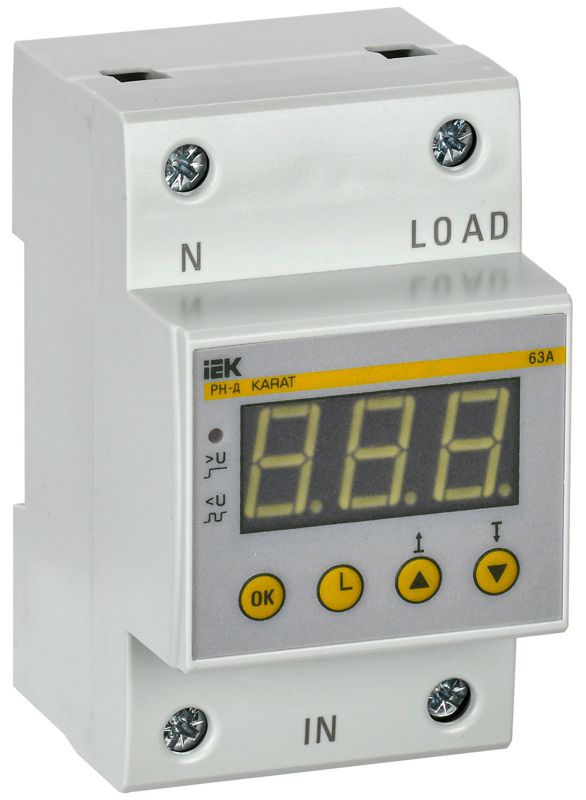 Реле напряжения РН-д 1ф 54мм 63А KARAT IEK IVR31-1-63