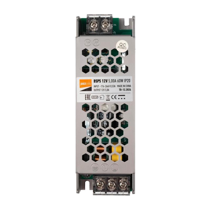 Блок питания для светодиодной ленты 60Вт 5А 12В IP20 BSPS метал. JazzWay 3329327A