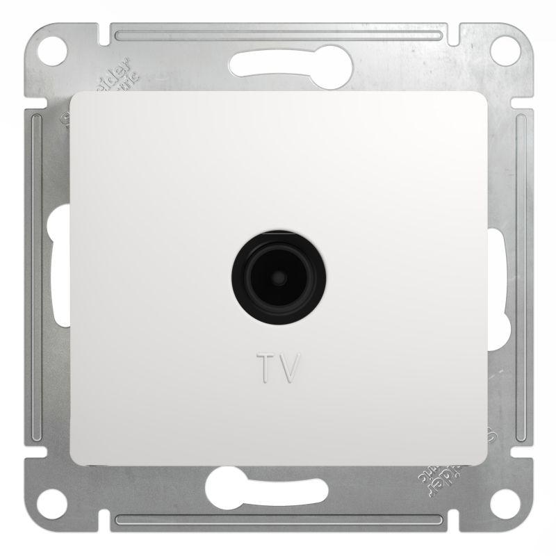 Розетка телевизионная проходная TV 1-м СП Glossa 4дБ механизм бел. SE GSL000192