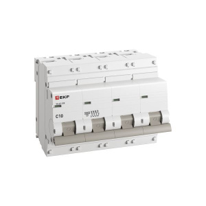 Выключатель автоматический модульный 4п C 10А 10кА ВА 47-100 PROxima EKF mcb47100-4-10C-pro