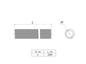 Шпилька М6 L2000 EKF shpm6x2000
