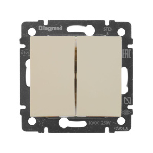 Выключатель 2-кл. СП Valena 10А IP31 250В механизм сл. кость IEK 774305
