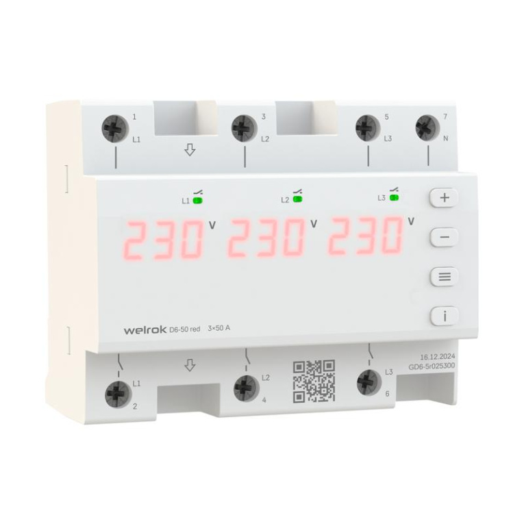 Реле напряжения D6-50 red Welrok 4660251140403