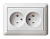 Розетка 2-м СП W59 16А IP20 без заземл. защ. шторки бел. SE RS16-254-18