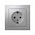 Розетка 1-м СП AtlasDesign 16А IP20 с заземл. защ. шторки в сборе алюм. SE ATN000344