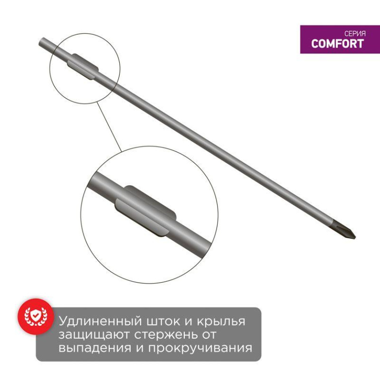 Отвертка крестовая PH 0х75мм двухкомпонентн. рукоятка Rexant 12-4726