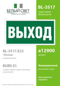 Пластина BL-3517.E22 "Выход" Белый свет a12900
