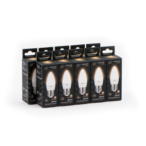 Лампа светодиодная Black 6.5Вт свеча 3000К тепл. бел. E27 520лм GAUSS 103102107
