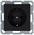 Розетка 1-м Shuko 16А IP20 с заземл. защ. шторки механизм черн. матов. soft touch Jasmart G5501PB